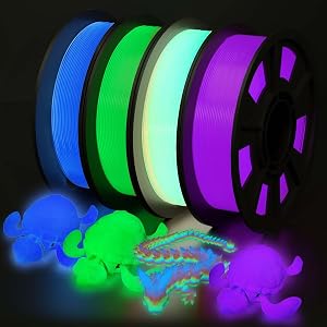 YOUSU 3D Printer Filament Bundle, Glow in The Dark Filament Multicolor, Green, Blue, Purpl
