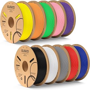 ELEGOO PLA Plus Filament Bundle 10KG, 1.75mm PLA+ Tough 3D Printer Filament Dimensional Ac